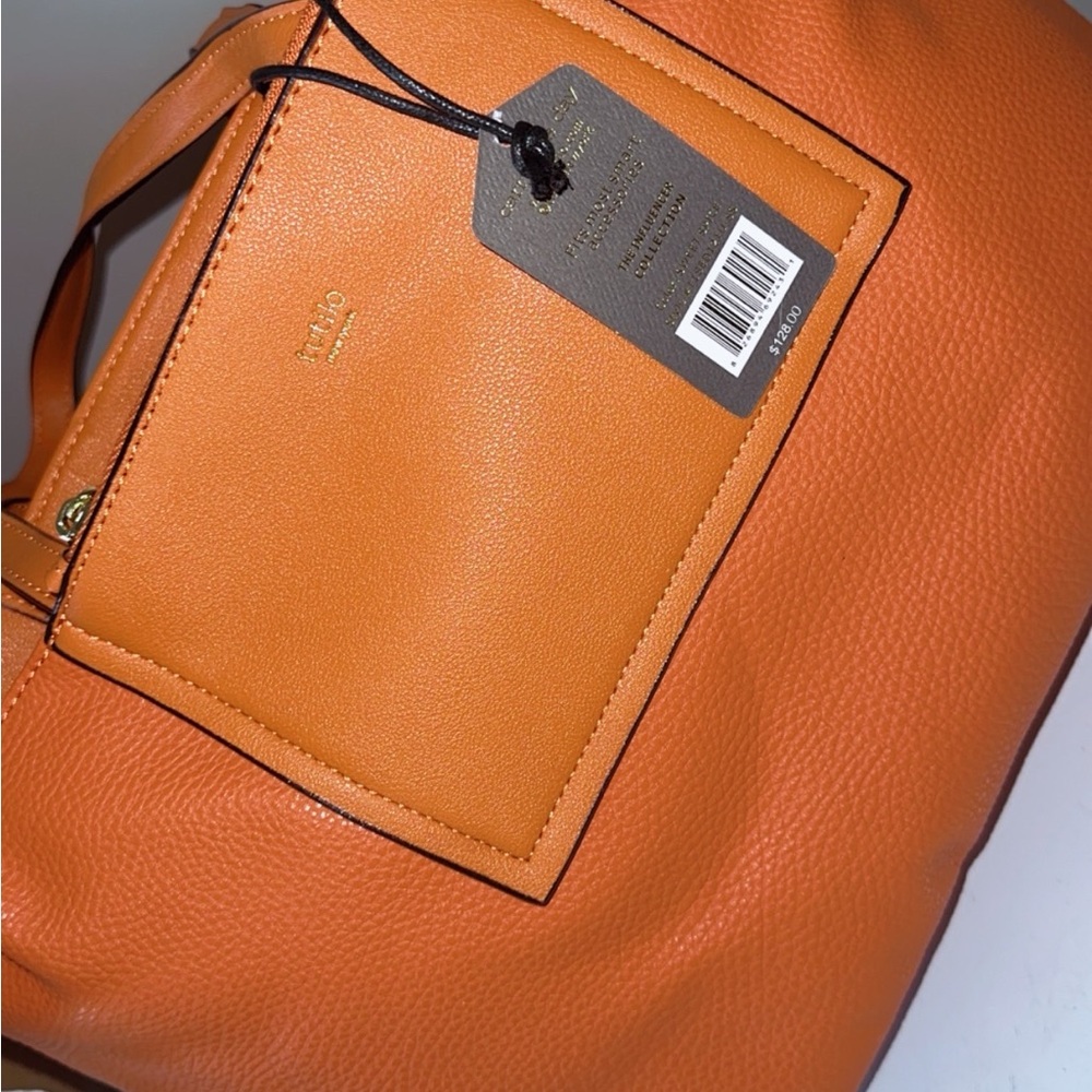 Tutilo New York Orange Leather Tote Bag - Picture 4 of 4